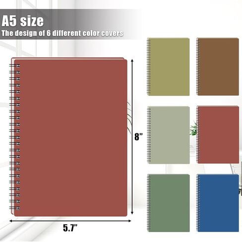 6PCS Spiral Notebooks with Waterproof Covers, A5 College Ruled Spiral Notepads Assorted Colors School Office Journal 480 Sheets/960 Pages, 6 Colors in Saudi Arabia