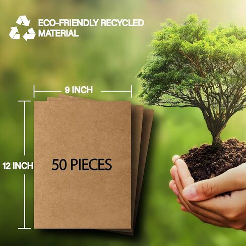 50 Packs 9x12 Inches Thick Cardboard Sheets, Premium Brown Kraft Corrugated Cardboard Paper and Corrugated Inserts Bulk for Shipping, Mailing,T-Shirts, DIY Décor and Crafts in Kuwait