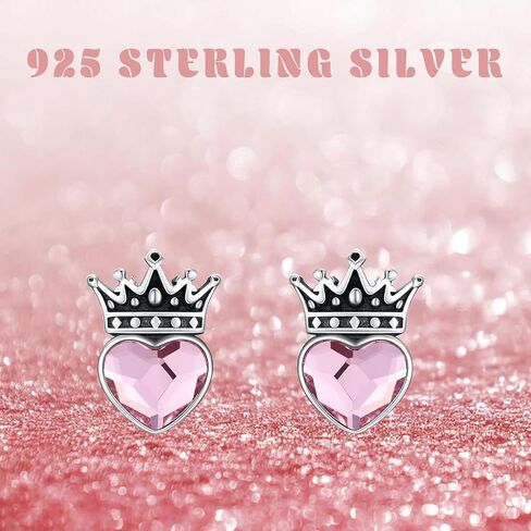 Princess Crown Earrings 925 Sterling Silver Princess Stud Earrings Queen Jewelry for Women Girls Birthday Gifts in Kuwait