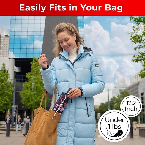 TUMELLA Strongest Windproof Reversed Travel Umbrella, Small Strong but Light Portable and Automatic Folding Rain Umbrella, Durable Premium Grip, Fits Car & Backpack in Kuwait