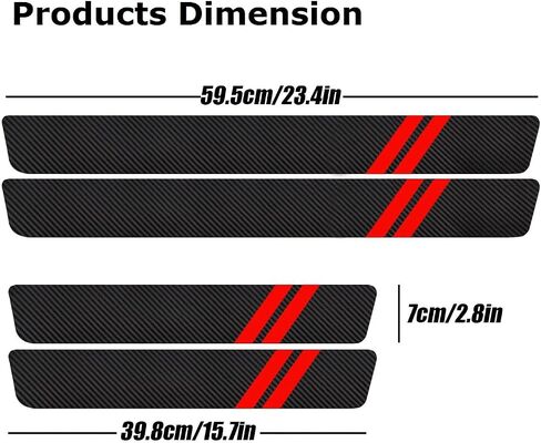 4PCS Door Sill Protector Compatible with Dodge Charger Challenger,2 Red Stripes Door Sill Protector Carbon Fiber Door Entry Guard Decoration in Saudi Arabia
