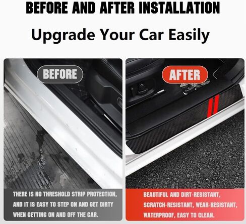 4PCS Door Sill Protector Compatible with Dodge Charger Challenger,2 Red Stripes Door Sill Protector Carbon Fiber Door Entry Guard Decoration in Saudi Arabia