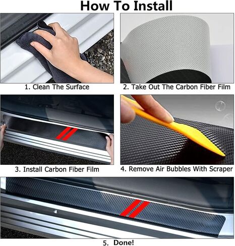 4PCS Door Sill Protector Compatible with Dodge Charger Challenger,2 Red Stripes Door Sill Protector Carbon Fiber Door Entry Guard Decoration in Saudi Arabia