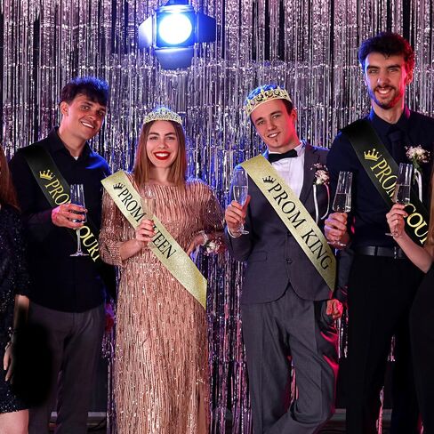 16 Pcs Prom King and Prom Queen 80s Prom Decor Crowns Tiara Sash Shiny Satin for Party Favors Adults Cosplay Decorations (Exquisite Styles) in Saudi Arabia