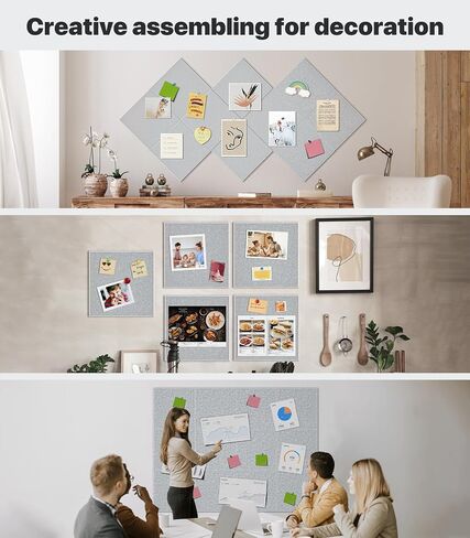 Large Cork Board for Walls - 12 Packs Bulletin Board,48"x36" Cork Board Felt Wall Tiles for Home, School & Office Decor Pin Board,Cork Felt Board DIY Vision Board -Light Gray in Saudi Arabia