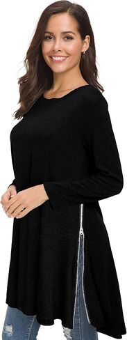 Afibi Tops for Women Long Sleeve Side Split Loose Tunic Tops for Leggings in Saudi Arabia