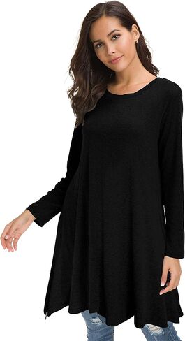 Afibi Tops for Women Long Sleeve Side Split Loose Tunic Tops for Leggings in Saudi Arabia