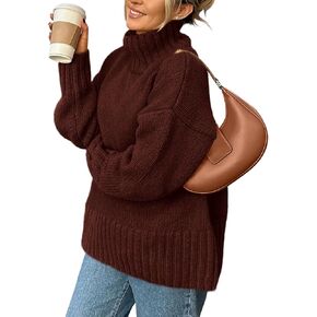 PRETTYGARDEN Women's Winter Clothes Pullover Oversized Sweaters Casual Long Sleeve Chunky Cable Knit Turtleneck Tops