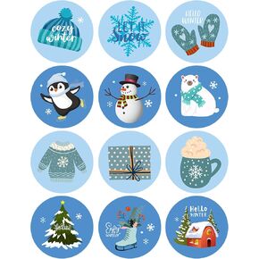 ملصقات Lucleag Hello Winter للأطفال، ملصقات شتوية دائرية دائرية للأظرف، 12 نمطًا من ملصقات العناصر الشتوية لأختام الحلوى المغلفات وملصقات بطاقات الهدايا وديكور حفلات الشتاء 360 قطعة in Saudi Arabia