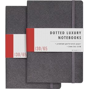 Papercode Bullet Journal Notebook - 2 Pack Luxury Soft Cover Dotted Journal - 130 Perforated Pages, Black
