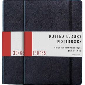 Papercode Bullet Journal Notebook - 2 Pack Luxury Soft Cover Dotted Journal - 130 Perforated Pages, Black