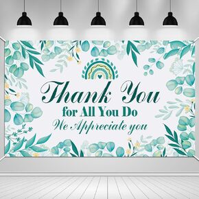 HOWAF We Appreciate You Party Decorations Backdrop Banner, Thank You for All You Do Banner for Thanks to Staff Teachers Doctor Nurses Staff, Team Appreciation Week Green Banner Party,72.8" x 43.3"
