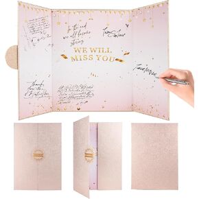 Farewell Guest Book Cards, Going Away Party Decorations, Farewell Gifts for Coworkers Colleagues Friends Teachers, Green We Will Miss You Signature Board, Farewell Keepsake for Women Men