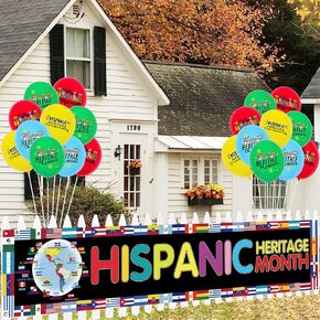 2024 Hispanic Heritage Month Decorations, Long Latin American banner Celebration Hispanic Heritage Balloon, Spanish Speaking Countries Decorations National Hispanic Heritage Month Party Supplies