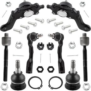 BOXI (Set of 8) Front Inner & Outer Tie Rod Ends + Upper & Lower Ball Joints Fit for Toyota Sequoia 2003 2004 2005 2006 2007 Tundra 2003 2004 2005 2006 | ES80382 ES80381 EV800444 K80521 K80522 K90255