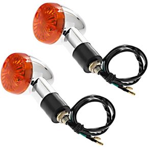 Turn Signal Lights Chrome Bullet 12V Universal for Motorcycle Front Rear Blinker Indicator Replacement for Honda Yamaha Suzuki Harley