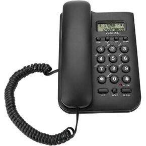 Landline Telephone, Home Hotel Wired Desktop Wall Phone Office ABS Landline Telephone with/DTMF Dual System Telephone Line Power Supply for Home Hotel School Office(Black)