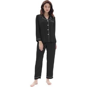 Joyaria Button Down Satin Pajama Set for Women Long Length Ultra Soft Silky Classic PJs Sleepwear S-XXL