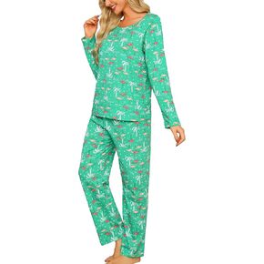 ENJOYNIGHT Womens Pajama Set Cotton Long Sleeve Pjs Two Piece Sleepwear with Pockets
