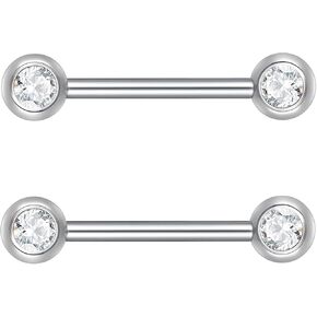 Aumeo 14G Nipple Rings G23 Titanium Internally Threaded Nipple Rings Gold Nipple Piercing Jewelry for Women