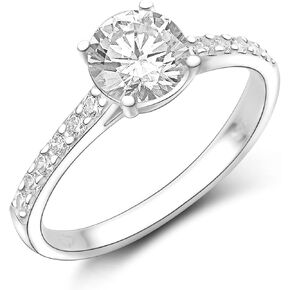 CZ Engagement Rings for Women, Round Solitaire Vintage Wedding Rings for Women, Bridal Sets US Size 5-9 Halo Promise Rings for Her
