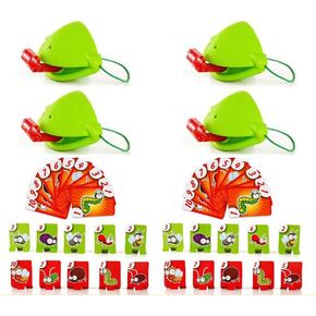 Frog Tongue Game with Blowing air, Two-Pack and Four-Pack, Insect Cardboard Included, Multiplayer Game! (Quad)