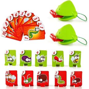 Frog Tongue Game with Blowing air, Two-Pack and Four-Pack, Insect Cardboard Included, Multiplayer Game! (Quad)