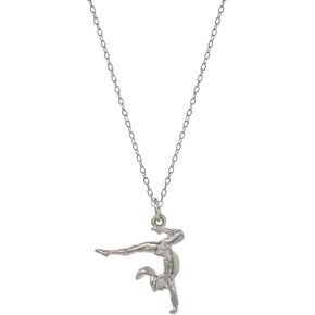 Sterling Silver Gymnast Pendant Necklace, 18"