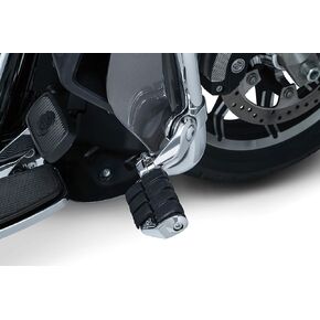 Kuryakyn 7575 Motorcycle Foot Controls: Tour-Tech Long Arm Cruise Mounts for 1-1/4" Engine Guards/Tubing, Gloss Black, 1 Pair