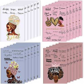 Spakon 24 Pieces Black Women Journals for Writing Inspirational African American Notebooks Gifts Mini Motivational Journal Lined Notepads for Black Women Girls School Office Writing Planner