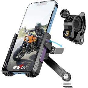 Motorcycle Phone Holder Handlebar Mount Motorbike Phone Holder Rearview Mirror【2 Connection Methods+1S Quick Disassembly】 with ​360 Rotate for 4.0-7.0 inch smartphone