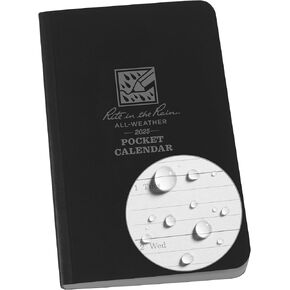 Rite in the Rain Weatherproof Black 2025 Pocket Calendar, 3.5" x 5.5" (No. PC2025)