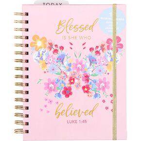 Votum 18-Month Small Planner 2024-2025 - August 2024 to January 2026 - Daily, Weekly & Monthly Planner - 'Blessed Is She Who Believes' - 3 Sticker Sheets