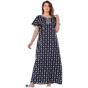 Women's Cotton Printed Nighty Night Gown Maxi Free Size