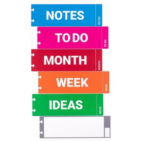 Modubooq - 6 blanco tabs for discbound notebooks - reusable writable tabs - tab dividers for A5 notebook