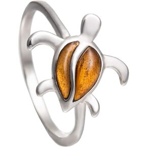 925 Koa Wood Sterling Silver Turtle S Back Wedding Band Promise Ring, Nickle Free Hypoallergenic for Sensitive Skin, Tropical Jewelry for Women, Gift Box Included