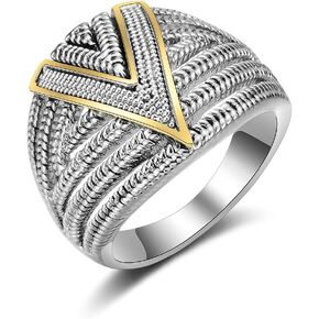 Gold and Silver Statement Rings for Women Wire Intertwined Design 18K Gold Plated Cocktail Rings Jewelry Gift