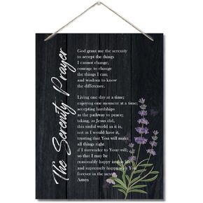 The Serenity Prayer Wall Decor Sign, Bible Verse Inspirational Quote, Hanging Printed Wall Plaque Wood Signs, Living Room Bedroom Home Decor, Christian Scripture Prayer Wall Decor 10X7.8inch C