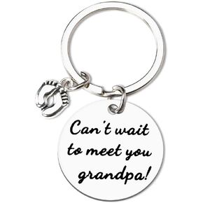 Grandpa To Be Gifts Keychain for New Granddad Can't Wait To Meet You Grandpa Keychain for Dad New Grandfather Fathers Day Pregnancy Announcements Gifts for Dad New Grandpa Gifts from Child