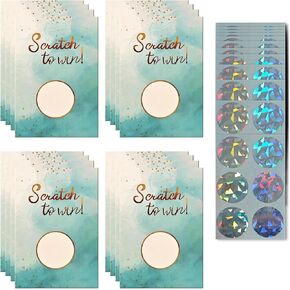 120 Pieces Scratch Off Cards for Small Business Freebies Supplies, Personalized Blank Gift Cards for Holiday, Baby Shower, Wedding, Date Night, Birthday, Party Supply Blue White Watercolor