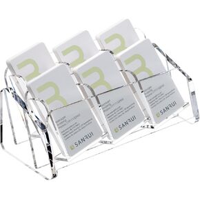 SANRUI Acrylic Business Card Holder for Desk,Vertical Business Card Display Clear Business Card Organizer 2 Tier 8 Slot