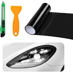 Car Light Tint Film, 12×48 Inch Self Adhesive Fog Light Vinyl Film with Squeeze & Cutter, Tint Vinyl Film Sticker Sheet Roll for Car Headlight, Universal Car Accessories (Pink)