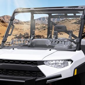 Front Adjustable Vented Full Windshield Compatible with Polaris Ranger 1000 /XP 1000/ Crew 1000 2017-2024, Scratch Resistant PC Clear Windshield Protects Against Wind, Dust, Dirt, Snow, Rain