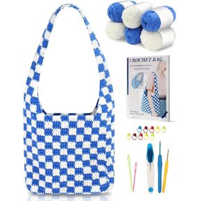 Katech Crochet Bag Kit for Beginners-Beginner Crochet Kit for Adults Kids Teens-Learn to Crochet Tote Bag with Step-by-Step Tutorials-Crochet Starter Kit-Craft Kit for Adults Kids