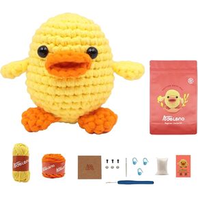 Adeleno Crochet Kit for Beginner, Beginner Crochet Kit with Step-by-Step Video Tutorial, More Convenient Illustrated Cards, Suitable for Adults, Children, Crochet Kit for Beginners, Duck 1-Pack.