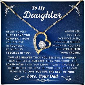 Daughter Gifts From Dad - To My Daughter Necklace From Dad, Believe In Yourself Love Knot Necklace Gifts For Daughter On Birthday Gifts For Daughter, Father Daughter Gifts Christmas Graduation Valentine Idea Gifts
