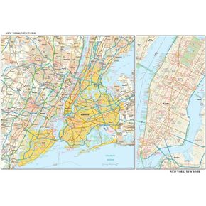 New York, New York Wall Map, Small - 21.75" x 14.5" Laminated