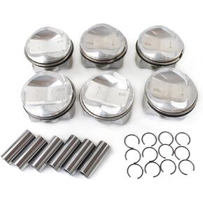 3.0T Engine Pistons Rings 6Pcs Fits for VW Touareg AUDI A6 Q7 3.0L V6 CAKA CCBA CGWC CMUA CGXC CTUB Replace OE 06E107065DM 06E107066DM
