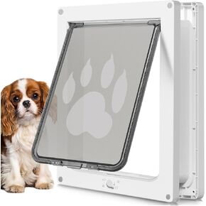 CEESC Large Dog Door for Pets Up to 100 lb, Weatherproof Pet Door for Cats and Dogs, Durable, Snap-in Closing Panel Included, Suitable for Interior and Exterior Doors (Large, White)