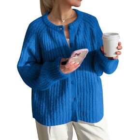 COZYPOIN Women Chunky Cardigan Open Front Sweater Long Sleeve Knitted Cardigan Button Down Outerwear Knitwear